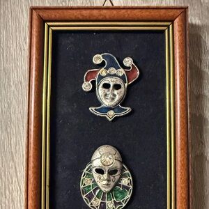 Vintage Jester and Mask framed art